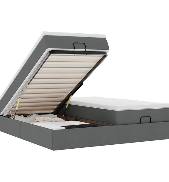 Ottoman-Bett mit Matratzen Dunkelgrau 200x200 cm Stoff