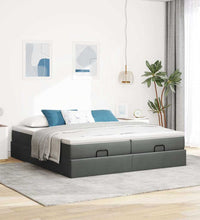 Ottoman-Bett mit Matratzen Dunkelgrau 200x200 cm Stoff