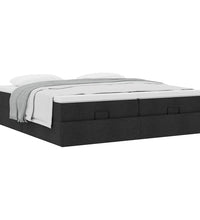 Ottoman-Bett mit Matratzen Schwarz 200x200 cm Stoff