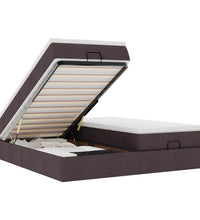 Ottoman-Bett mit Matratzen Dunkelbraun 200x200 cm Stoff