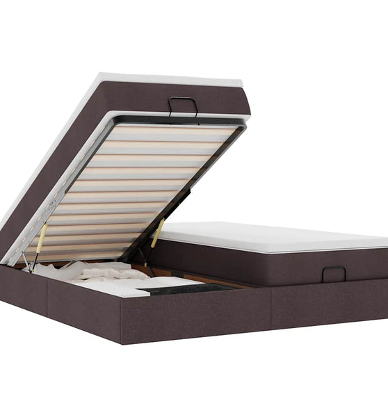 Ottoman-Bett mit Matratzen Dunkelbraun 200x200 cm Stoff
