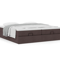 Ottoman-Bett mit Matratzen Dunkelbraun 200x200 cm Stoff