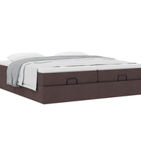 Ottoman-Bett mit Matratzen Dunkelbraun 200x200 cm Stoff