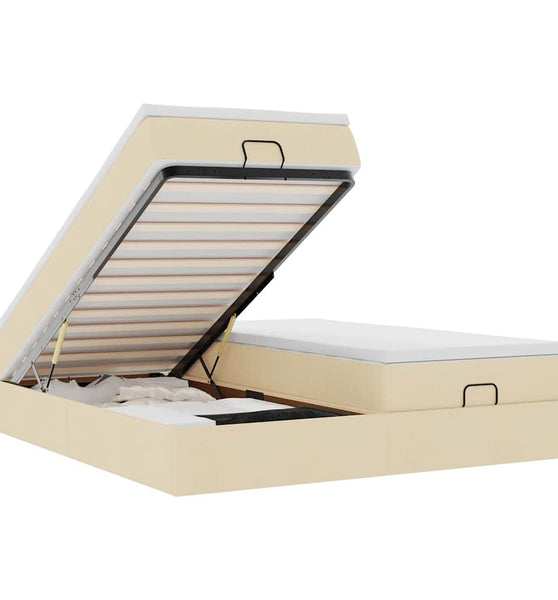 Ottoman-Bett mit Matratzen Creme 200x200 cm Stoff