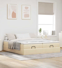 Ottoman-Bett mit Matratzen Creme 200x200 cm Stoff