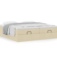 Ottoman-Bett mit Matratzen Creme 200x200 cm Stoff