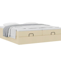 Ottoman-Bett mit Matratzen Creme 200x200 cm Stoff