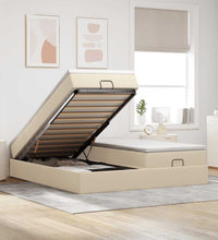 Ottoman-Bett mit Matratzen Creme 200x200 cm Stoff