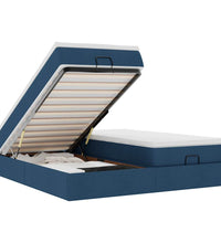 Ottoman-Bett mit Matratzen Blau 200x200 cm Stoff