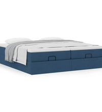 Ottoman-Bett mit Matratzen Blau 200x200 cm Stoff