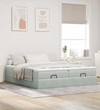 Ottoman-Bett mit Matratzen Hellgrau 160x200 cm Samt