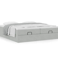 Ottoman-Bett mit Matratzen Hellgrau 160x200 cm Samt