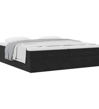 Ottoman-Bett mit Matratzen Schwarz 160x200 cm Samt