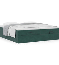 Ottoman-Bett mit Matratzen Dunkelgrün 160x200 cm Samt