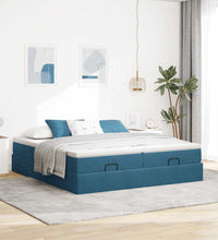 Ottoman-Bett mit Matratzen Dunkelblau 160x200 cm Samt
