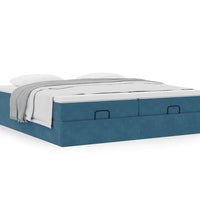 Ottoman-Bett mit Matratzen Dunkelblau 160x200 cm Samt