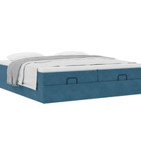 Ottoman-Bett mit Matratzen Dunkelblau 160x200 cm Samt