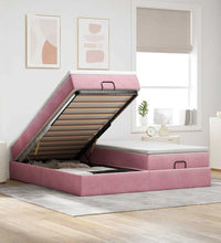 Ottoman-Bett mit Matratzen Rosa 160x200 cm Samt