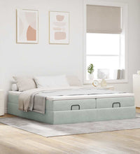 Ottoman-Bett mit Matratzen Hellgrau 180x200 cm Samt