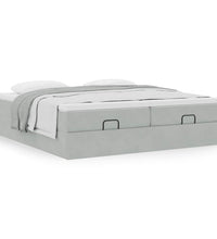 Ottoman-Bett mit Matratzen Hellgrau 180x200 cm Samt