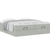 Ottoman-Bett mit Matratzen Hellgrau 180x200 cm Samt