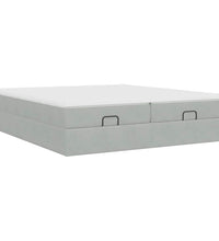 Ottoman-Bett mit Matratzen Hellgrau 180x200 cm Samt
