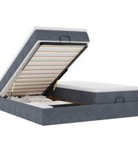 Ottoman-Bett mit Matratzen Dunkelgrau 180x200 cm Samt