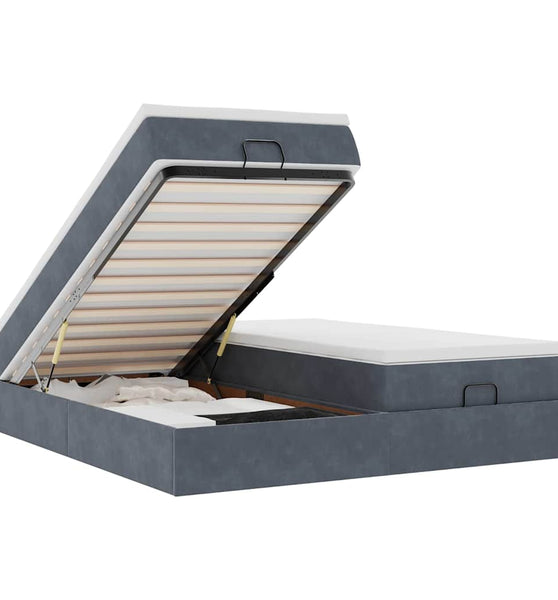 Ottoman-Bett mit Matratzen Dunkelgrau 180x200 cm Samt
