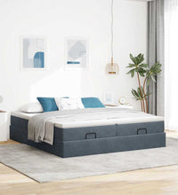 Ottoman-Bett mit Matratzen Dunkelgrau 180x200 cm Samt