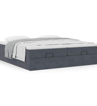 Ottoman-Bett mit Matratzen Dunkelgrau 180x200 cm Samt