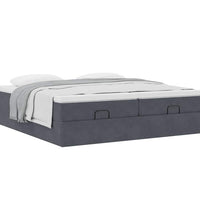 Ottoman-Bett mit Matratzen Dunkelgrau 180x200 cm Samt