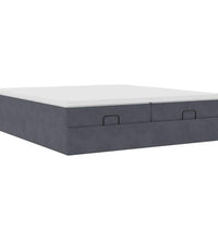 Ottoman-Bett mit Matratzen Dunkelgrau 180x200 cm Samt