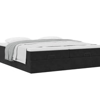 Ottoman-Bett mit Matratzen Schwarz 180x200 cm Samt