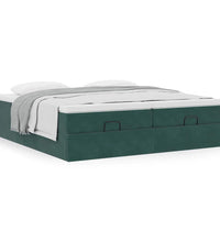 Ottoman-Bett mit Matratzen Dunkelgrün 180x200 cm Samt