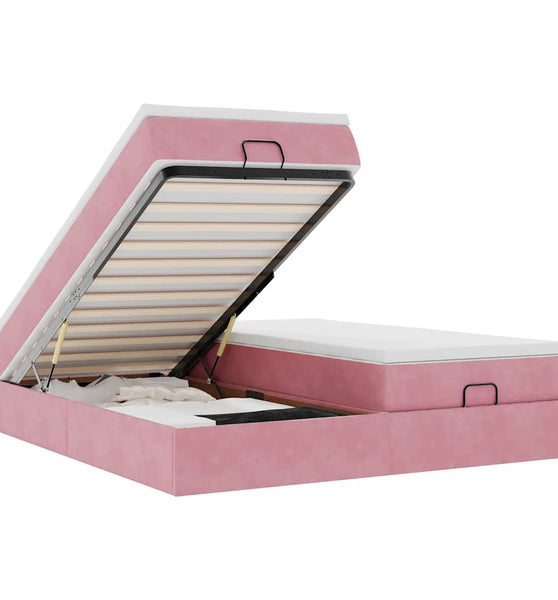 Ottoman-Bett mit Matratzen Rosa 180x200 cm Samt