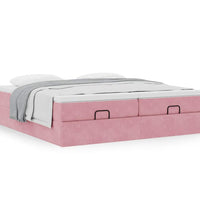 Ottoman-Bett mit Matratzen Rosa 180x200 cm Samt