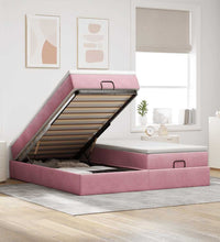 Ottoman-Bett mit Matratzen Rosa 180x200 cm Samt