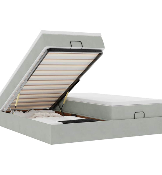 Ottoman-Bett mit Matratzen Hellgrau 200x200 cm Samt