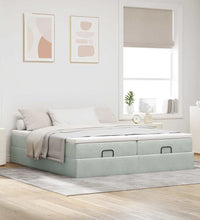 Ottoman-Bett mit Matratzen Hellgrau 200x200 cm Samt