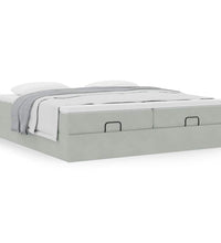 Ottoman-Bett mit Matratzen Hellgrau 200x200 cm Samt