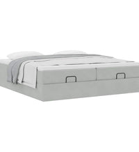 Ottoman-Bett mit Matratzen Hellgrau 200x200 cm Samt