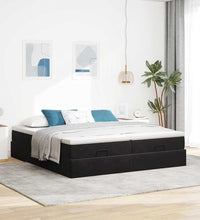 Ottoman-Bett mit Matratzen Schwarz 200x200 cm Samt