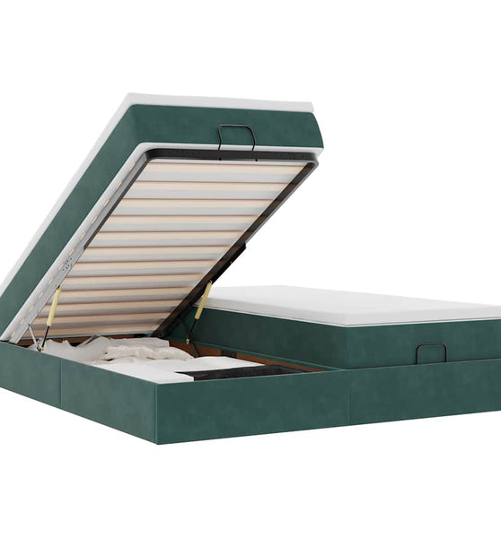 Ottoman-Bett mit Matratzen Dunkelgrün 200x200 cm Samt