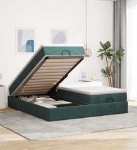 Ottoman-Bett mit Matratzen Dunkelgrün 200x200 cm Samt