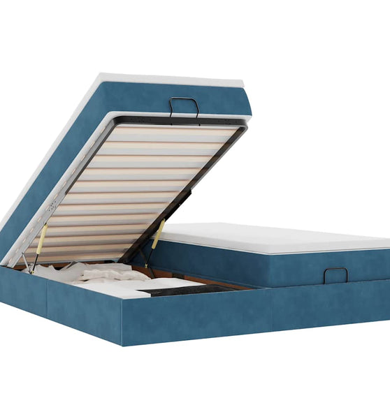 Ottoman-Bett mit Matratzen Dunkelblau 200x200 cm Samt