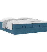 Ottoman-Bett mit Matratzen Dunkelblau 200x200 cm Samt