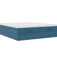 Ottoman-Bett mit Matratzen Dunkelblau 200x200 cm Samt