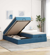 Ottoman-Bett mit Matratzen Dunkelblau 200x200 cm Samt