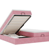 Ottoman-Bett mit Matratzen Rosa 200x200 cm Samt