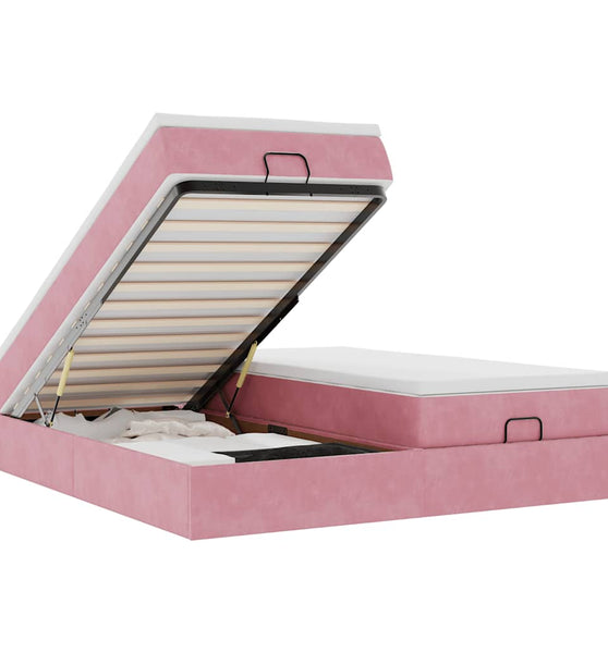 Ottoman-Bett mit Matratzen Rosa 200x200 cm Samt